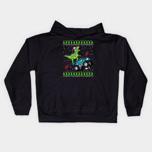 T Rex Monster Trucks Boys and Girls Santa Saurus Christmas Kids Boys Men Ugly Sweater Kids Hoodie